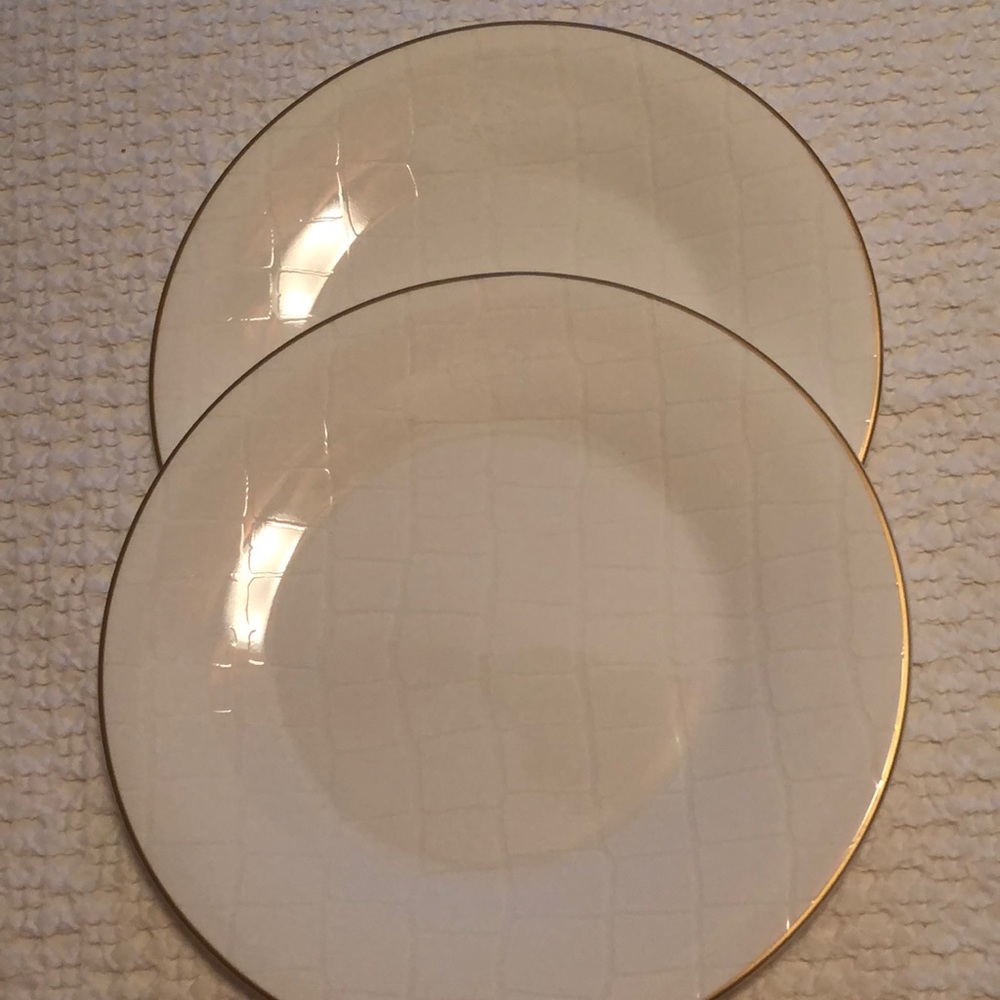 Domenico Vacca dinner plates set of two 24 karat gold rimmed bone china